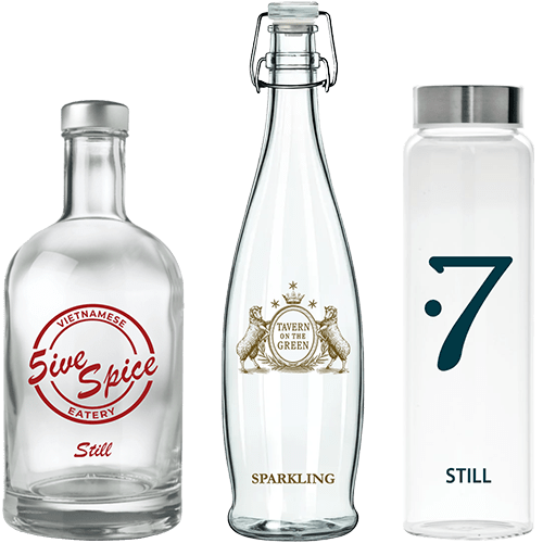 R4 Brands Custom Glass Ceramic Print Bottles For Restaurants Resorts and Hotels