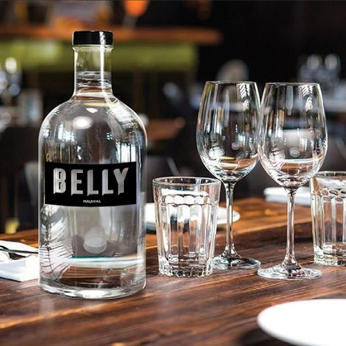 R4 Brands Custom Printed Premium Glass Bottle at Belly Maui Café